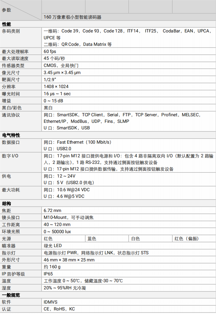 海浚浚浚浚浚？？礛V-RD716-2智能读码器参数图